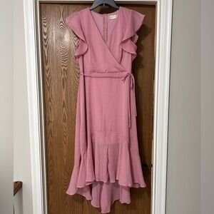 Altard State Florentina Pink Faux Wrap Midi Dress, Size Medium